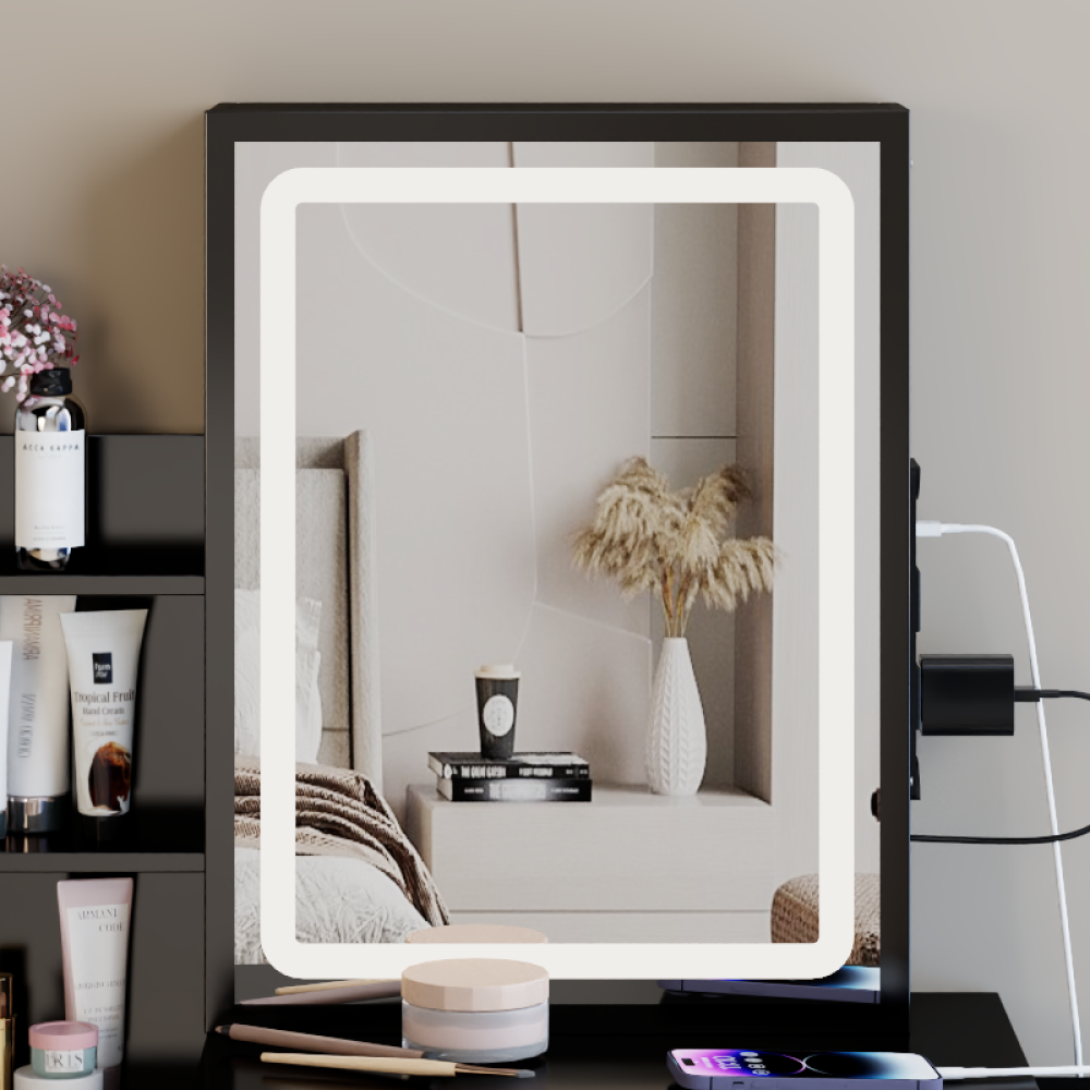16" x 21" Small Size Touch Control Sliding LED Mirror, Tri-color Switching, Brightness Adjustable