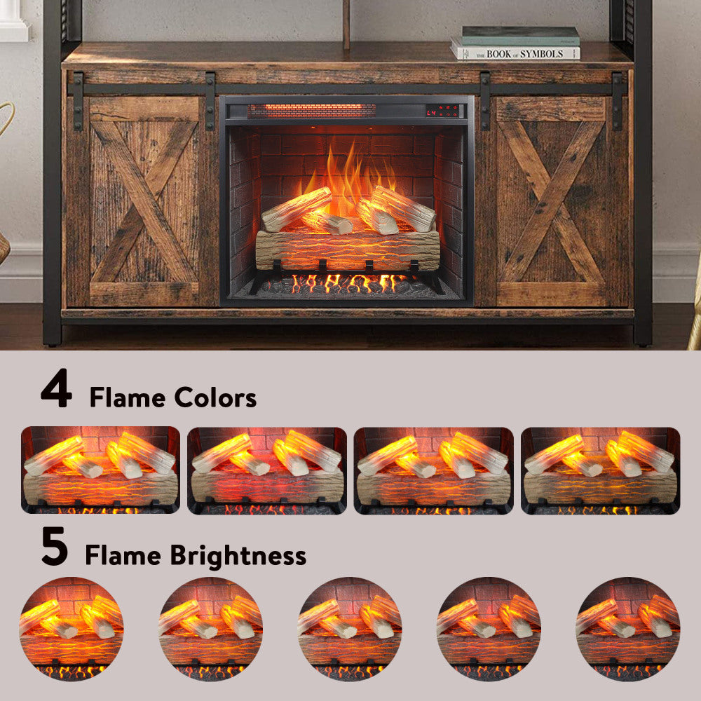23 inch Infrared  heating electric fireplace insert, with log set & realistic flame, remote control with timer, overheating protection