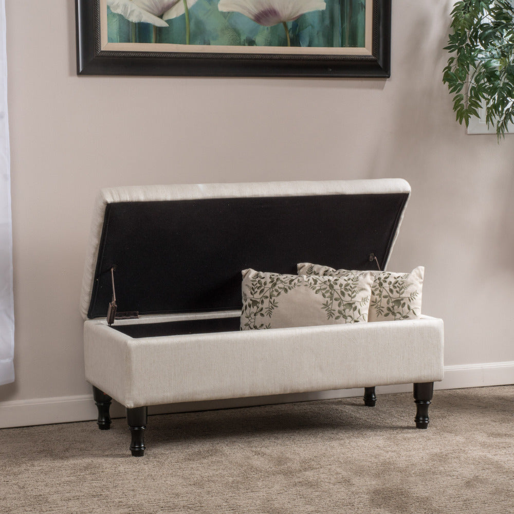 Storage Ottoman Bench with Solid wood legs, Tufted Ottoman with Storage Bench for Living Room, Large End of Bed Bench Ottomans, Modern Entryway Benches, Window & Bedroom Benches for Foot of Bed