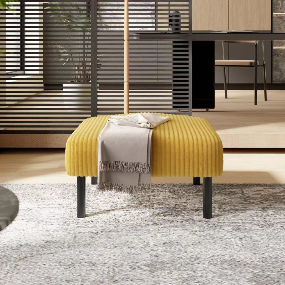 UNITED WE WIN Small Ottoman Footstool with Legs, Corduroy Fabric Ottoman Foot Stool with Soft Padded seat, Square Footstool Footstool for Living Room
