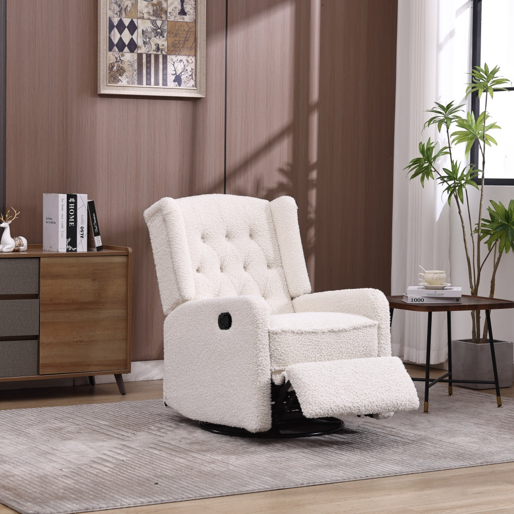 COOLMORE Rocking Recliner Chair,360 Degree Swivel Nursery Rocking Chair,Glider Chair,Modern Small Rocking Swivel Recliner Chair for Bedroom,Living Room Chair Home Theater Seat (Beige)