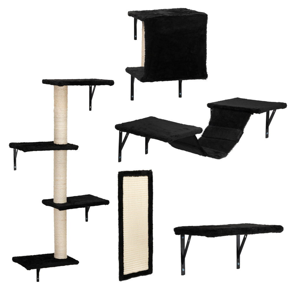 Cat Wall Shelves, Wall-Mounted Cat Climber Set of 5, Floating Cat Perches, Cat Furniture