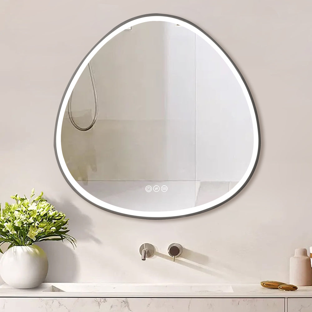 32 x 32 in. Gunmetal Grey Framed Dimmable Anti-Fog LED Bathroom Vanity Mirror