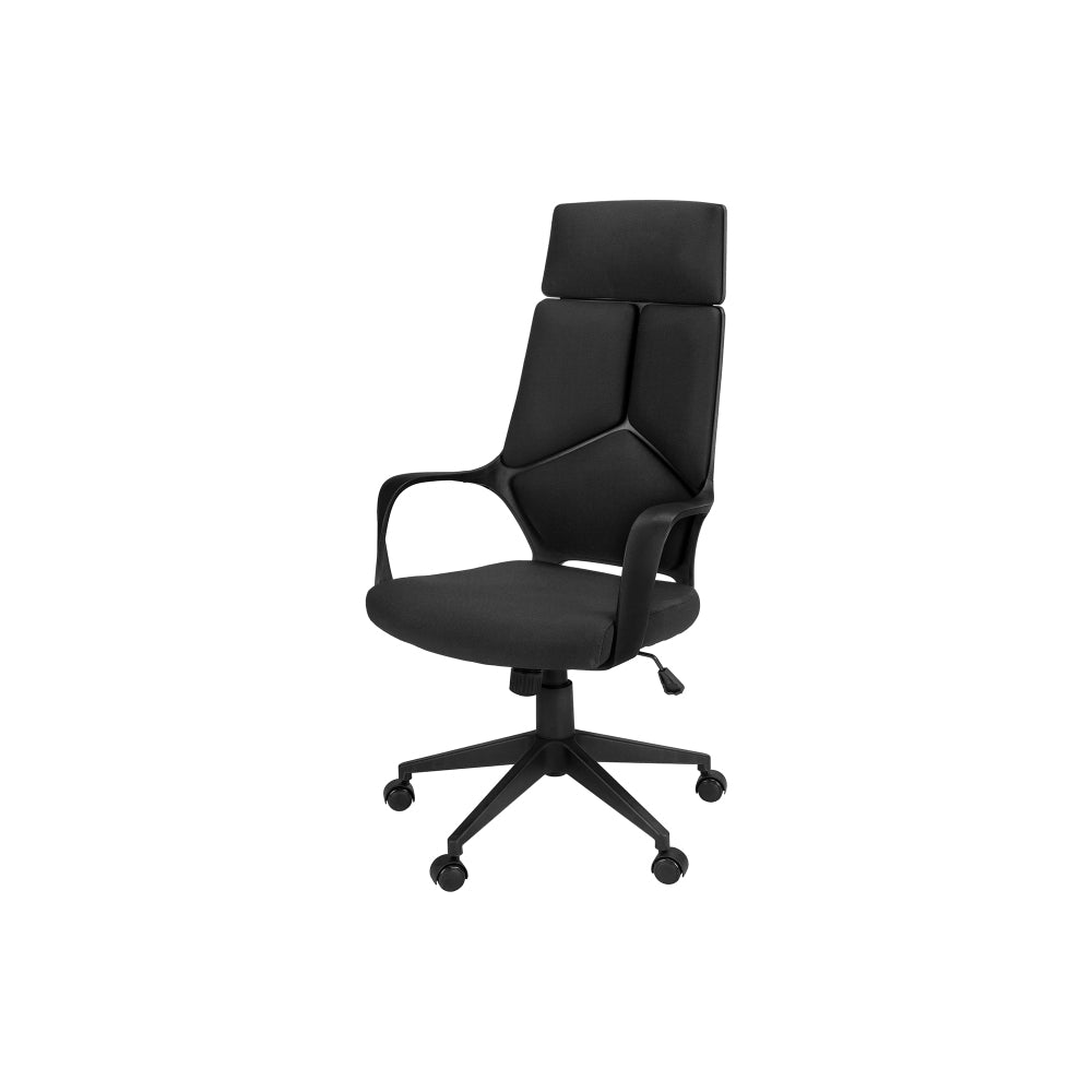 Office Chair, Adjustable Height, Swivel, Ergonomic, Armrests, Computer Desk, Work, Black Fabric, Black Metal, Contemporary, Modern