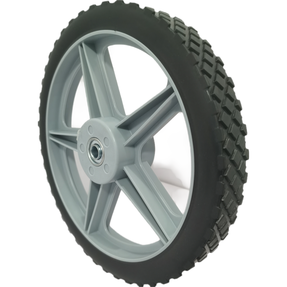 12" Spoked Plastic Wheel and Tire,  Universal Replacement Wheel for Lawn Mowers and DIY Trolley Wagon Cart 10 Pack