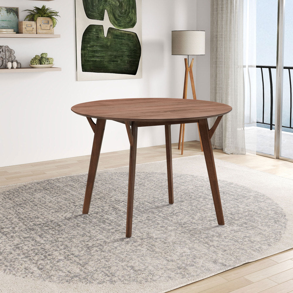Wooden Dining Table Set, Modern Simple Design Round Kitchen Table and Fabric Upholstered Dining Chairs for Dining Room, Kitchen, Saving Space(1 Table with 4 Chairs),Black