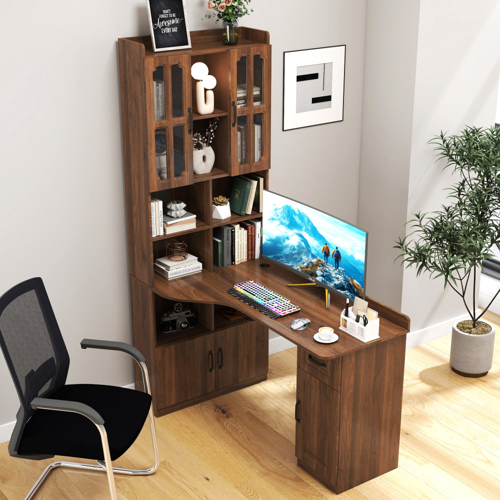 Home Office Computer Desk with Hutch, Antiqued Black finish