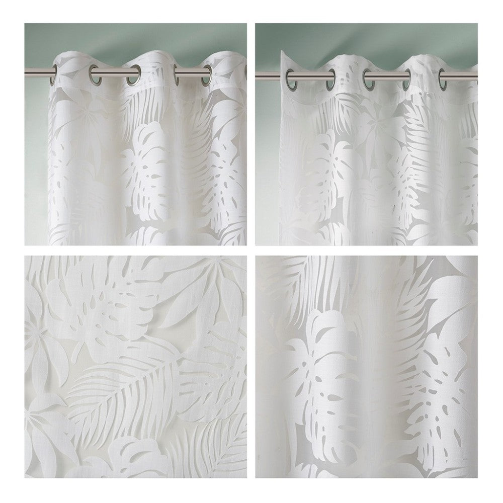 Palm Leaf Burnout Window Sheer White 50x95"