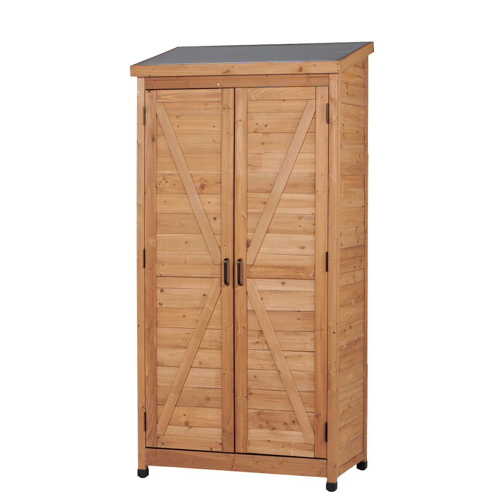 Potting Bench with Storage Cabinet and Metal Table Top for Outdoor Patio, Garden Furniture Wood Workstation Grey 31.5x17x36''