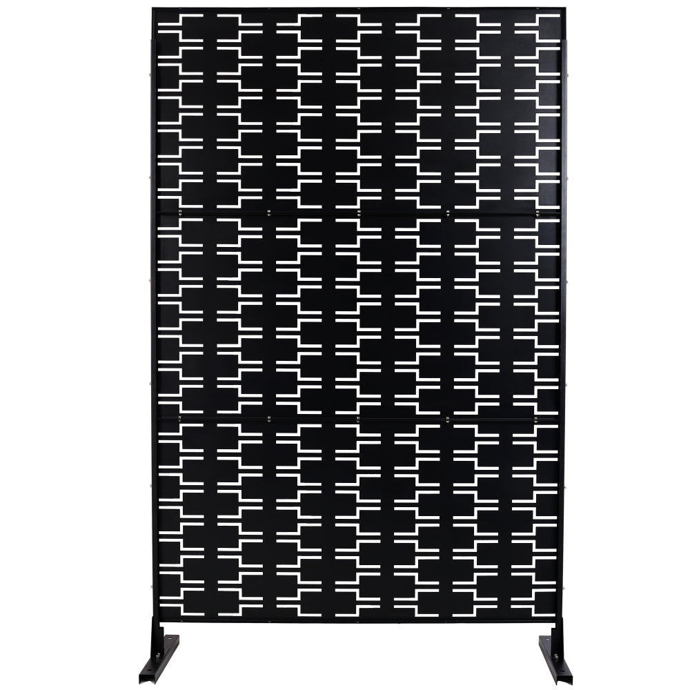 Outdoor & Indoor Privacy Screen Metal Privacy Screen 76" H×48" W, Freestanding Decorative Privacy Screen for Deck Balcony Patio, Privacy Fence Panels for Outside Lawn Garden PS112 BLACK