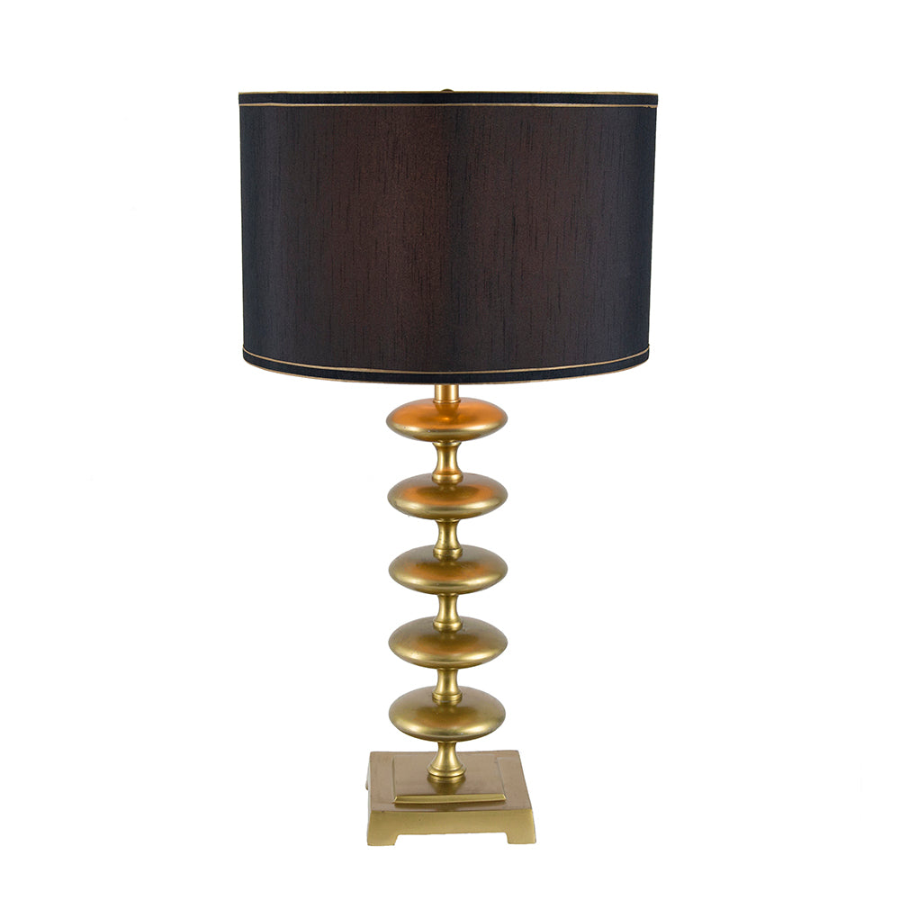 16x16x29.8" Gold and Black Table Lamp with Contemporary Disc Design