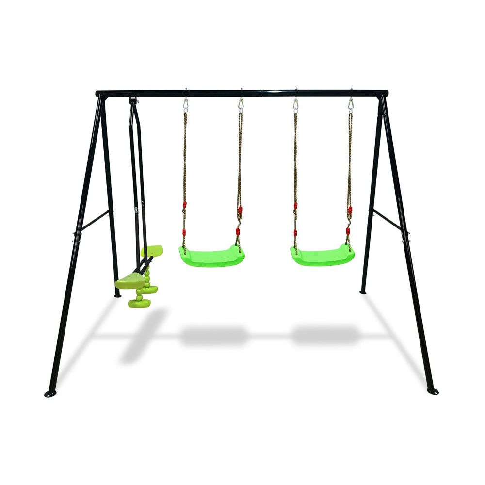 Swing Sets for Backyard 440LBS 3 Seat, Swingset Outdoor for Kids, Swing Set with Glider, 2 Blet Swings