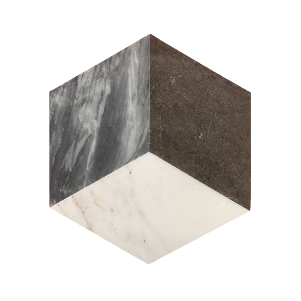 Hexagon Water-jet marble,White Gray Black 3 color, natural marble, for floor and wall,polished marble tile, natural stone, genuine marble, real marble, 1 box 12 pcs