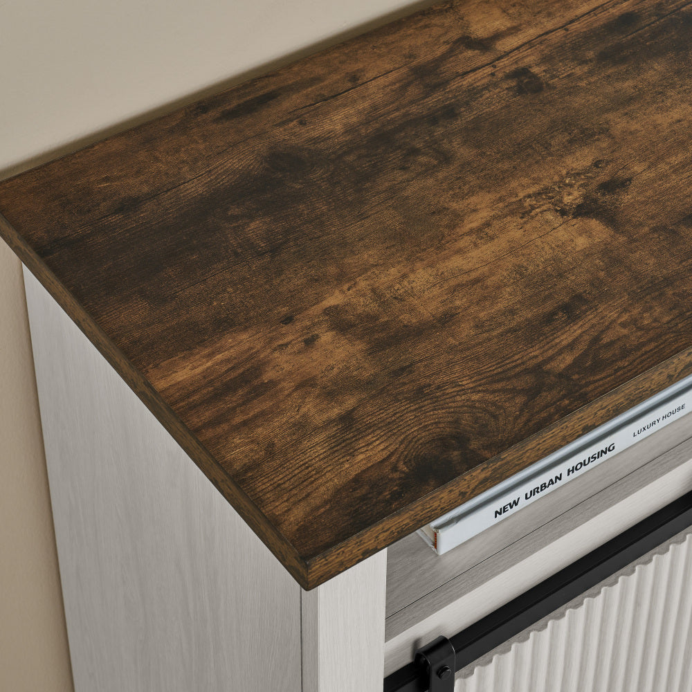 TV Stand for 65 Inch TV, Entertainment Center with Storage Cabinets and Sliding Barn Door, Mid Century Modern Media Living Room Bedroom TV Console Table