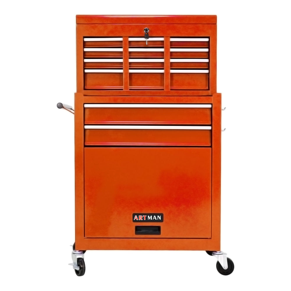 High Capacity Rolling Tool Chest with Wheels and Drawers, 8-Drawer Tool Storage Cabinet--ORANGE