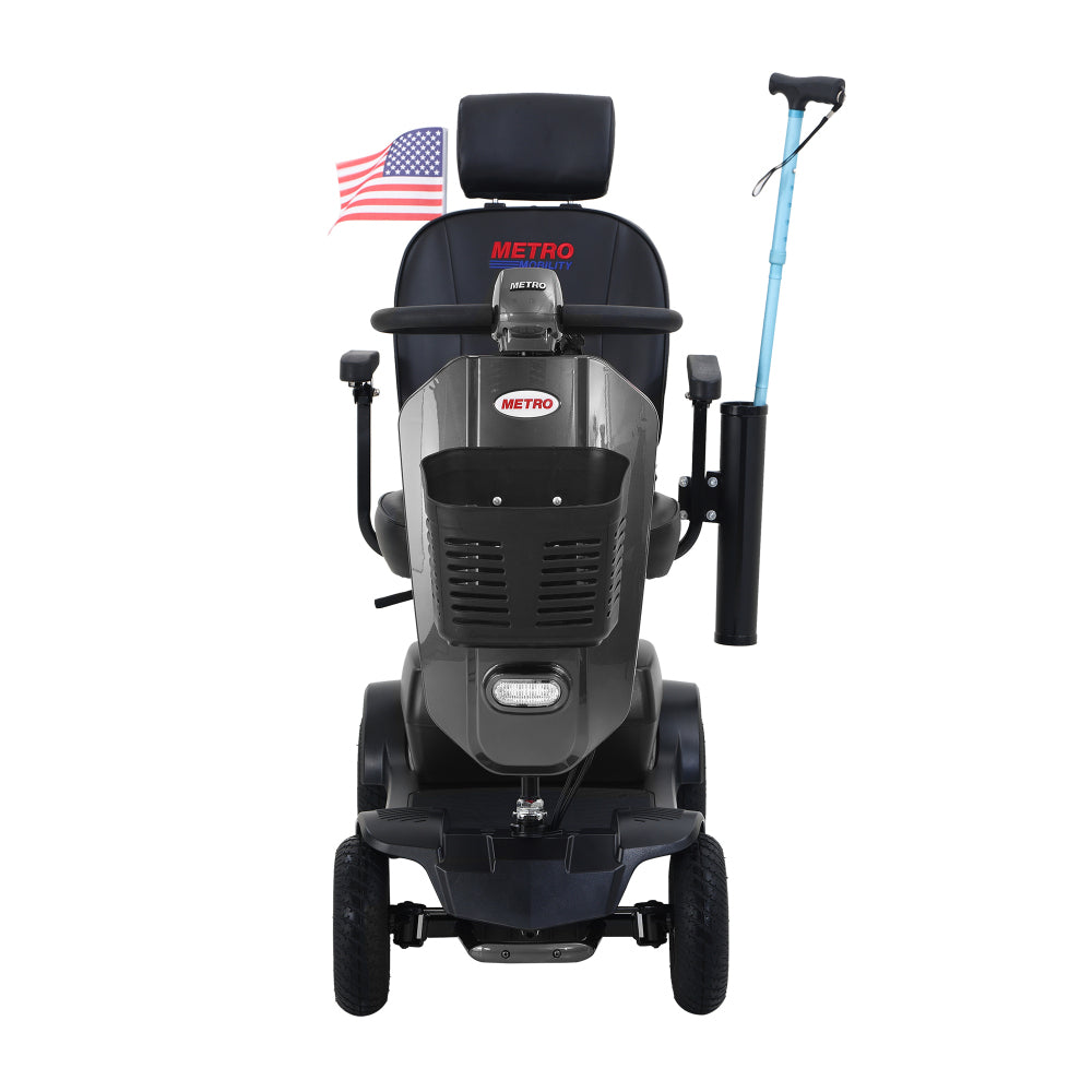 MAX PLUS GREY 4 Wheels Outdoor Compact Mobility Scooter with Rear Basket,16 Miles, Cup Holders & USB charger Port