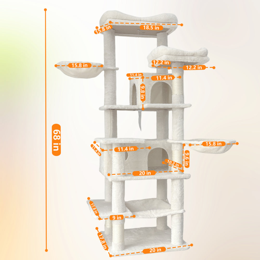 68 Inches Multi-Level Large and Tall Cat Tree beige