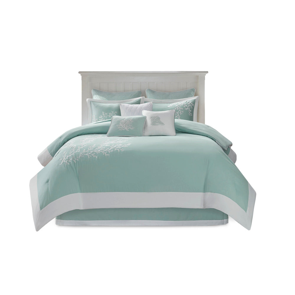 Oversized Cotton Jacquard Comforter Set Aqua King