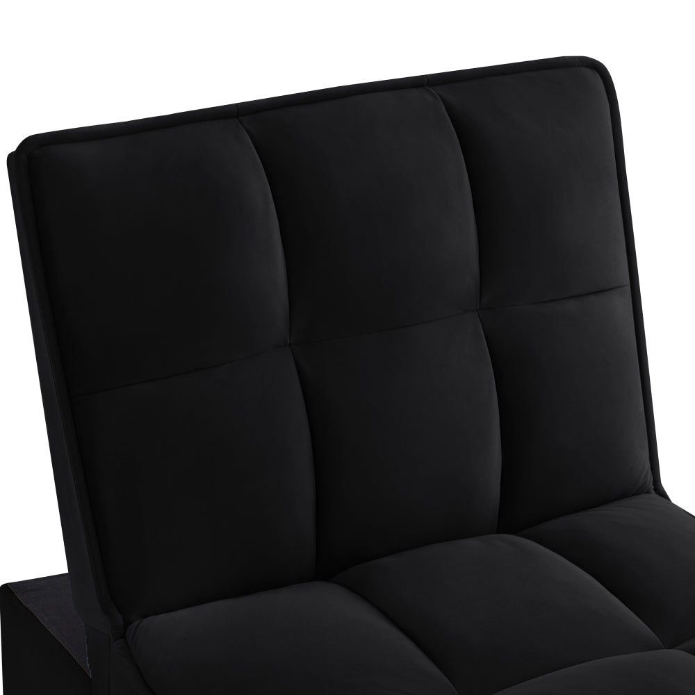 4 in1 Multi-Function Single Sofa Bed with Storage Pockets,Tufted Single Pull-out Sofa Bed with Adjustable Backrest and Pillows ,Convertible  Chaise Lounge,Black