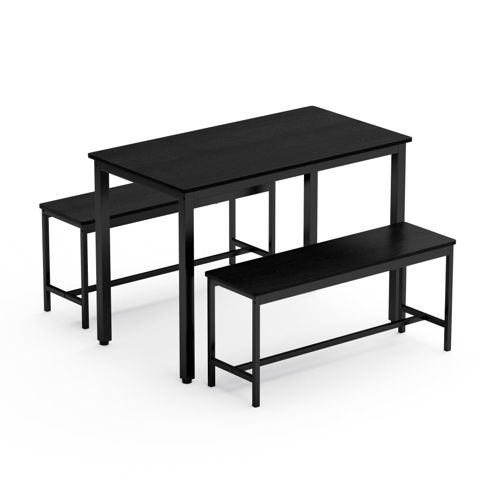 Dining Table Set, Bar Table with 2 Dining Benches, Kitchen Table Counter with Chairs, Industrial for Kitchen Breakfast Table, Living Room, Party Room, Black , 43.3″L x23.6″W x 29.9″H