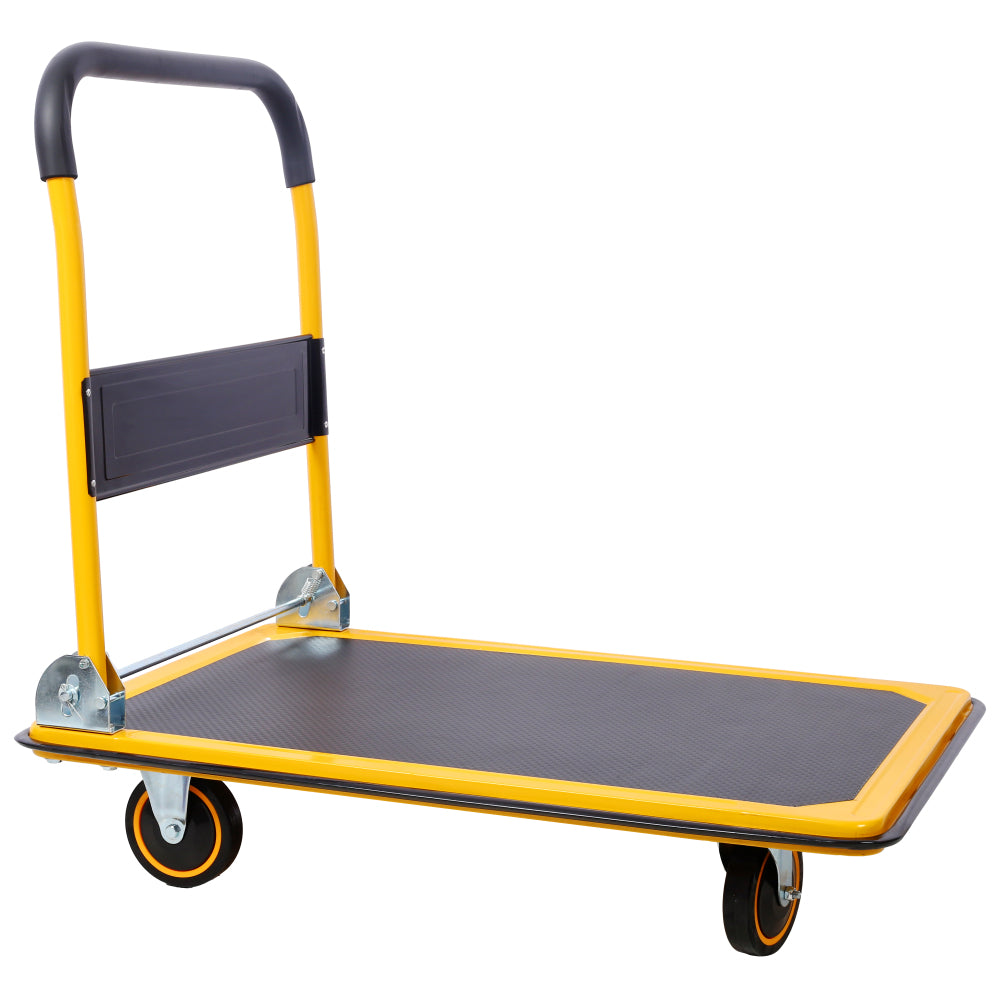 Foldable Platform Truck Push Dolly 330 lb. Weight Capacity Black and Yellow