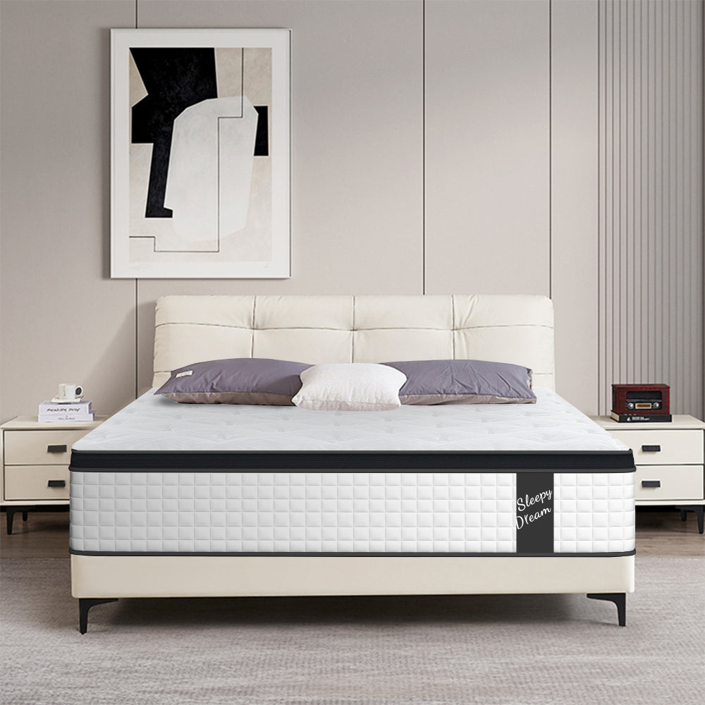 King Size 12 Inch Medium Plush Individual Pocket Spring  CertiPUR -US   Memory Foam Hybrid Mattress