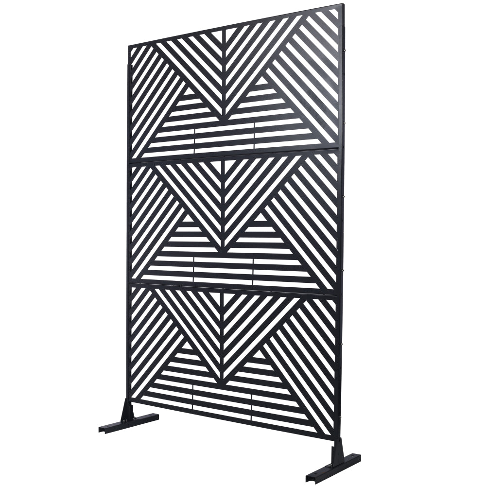 Outdoor & Indoor Privacy Screen Metal Privacy Screen 76" H×48" W, Freestanding Decorative Privacy Screen for Deck Balcony Patio, Privacy Fence Panels for Outside Lawn Garden PS101 BLACK