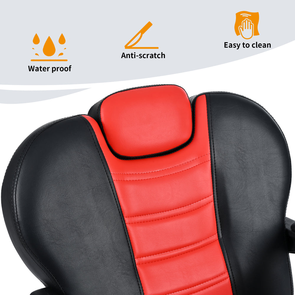 Classic Reclining barber Chair Salon Chair for Hair Stylist with Heavy Duty Hydraulic Pump, 360° Rotation, Tattoo Chair  Shampoo Beauty Salon Equipment,  Max Load Weight 330 Lbs, Red & Black