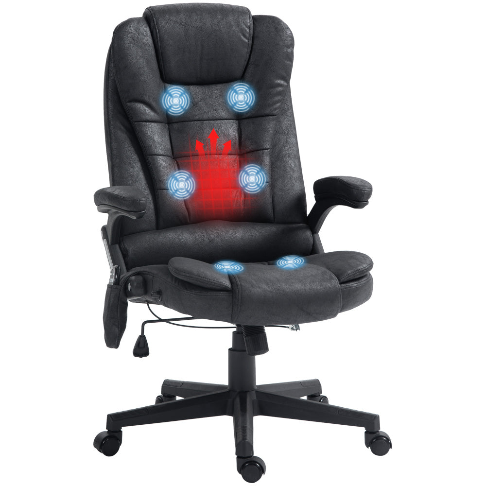 HOMCOM 6 Point Vibrating Massage Office Chair with Lumbar Heat Black