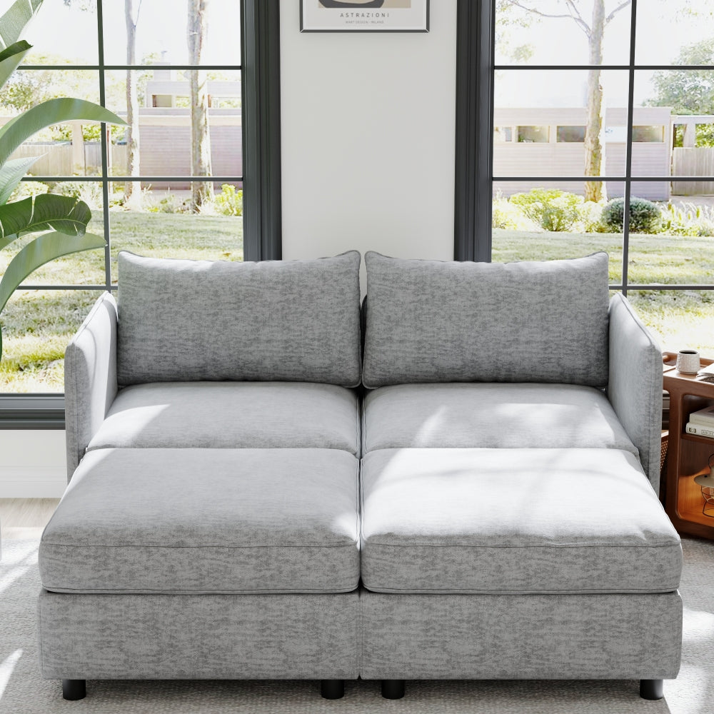 Armless Seat for Modular Sectional Sofa, Convertible Sofa Seat With Storage, Sleeper Sectional Sofa Set, Fabric Flexible Modular Combinations for Living Room(2PCS)