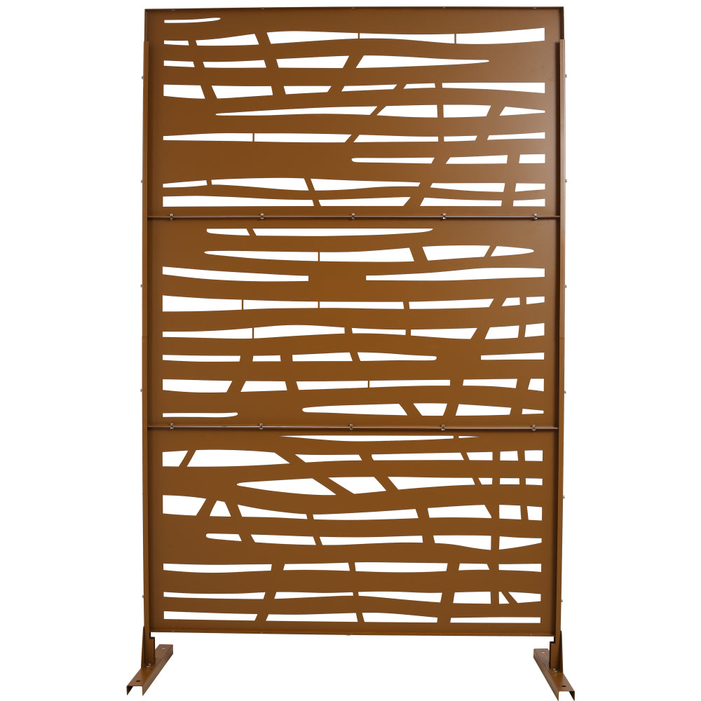 Outdoor & Indoor Privacy Screen Metal Privacy Screen 76" H×48" W, Freestanding Decorative Privacy Screen for Deck Balcony Patio, Privacy Fence Panels for Outside Lawn Garden PS109 BROWN
