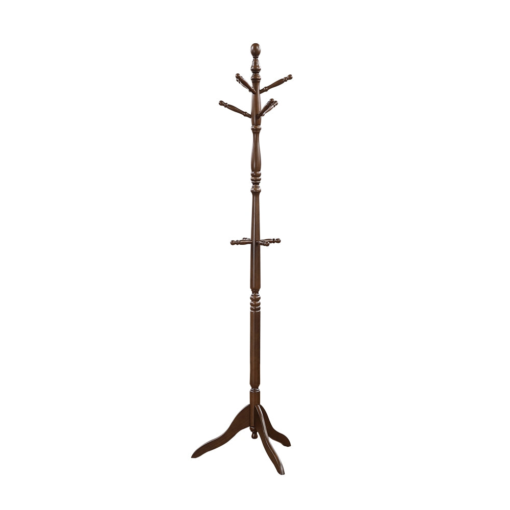 Dark Brown Finish Classic Coat Rack Solid Wood, 10 Hooks Coat Hanger Stand Entryway Home Furniture 1pc