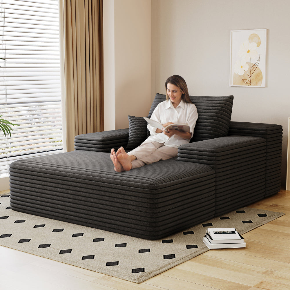 68"*51" Chaise Lounge Chair Indoor, Oversized Upholstered Sofa Bed, Sleeper Couch Reading Chairs Fluffy Plush Faux Fur Cloud Sofas Couches for Living Room,Dark Grey