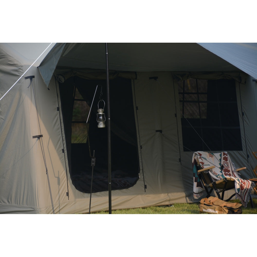 9.8 x13ft with canopy, Inflatable Camping Tents with Hand Pump, Air Glamping Tents,  Easy Setup Waterproof and Windproof Blow up Tent  Army green