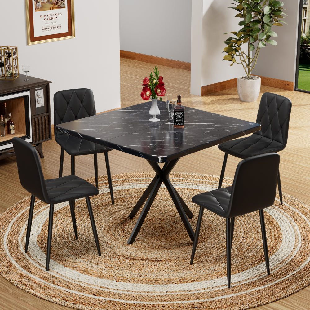 Square Dining Table, Mid Century Modern Square Dining Table for 4-6 Person, Coffee Table for Kitchen Dining Room, Office, Save Space