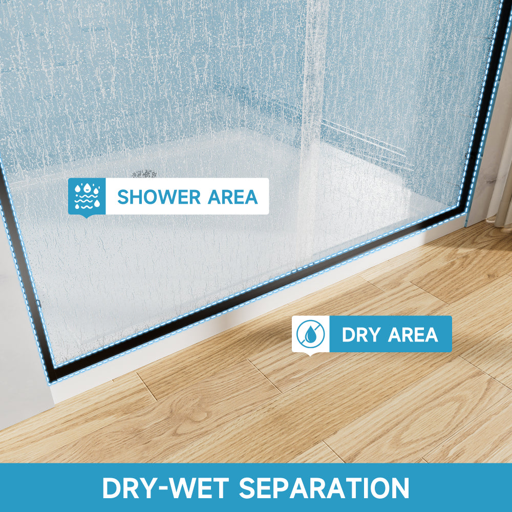60" W x 72" H Matte Black Aluminum Frame Double Sliding Shower Door with 1/4" (6mm) Nano-Coated Clear Tempered Glass and Dual Stainless Steel Handles