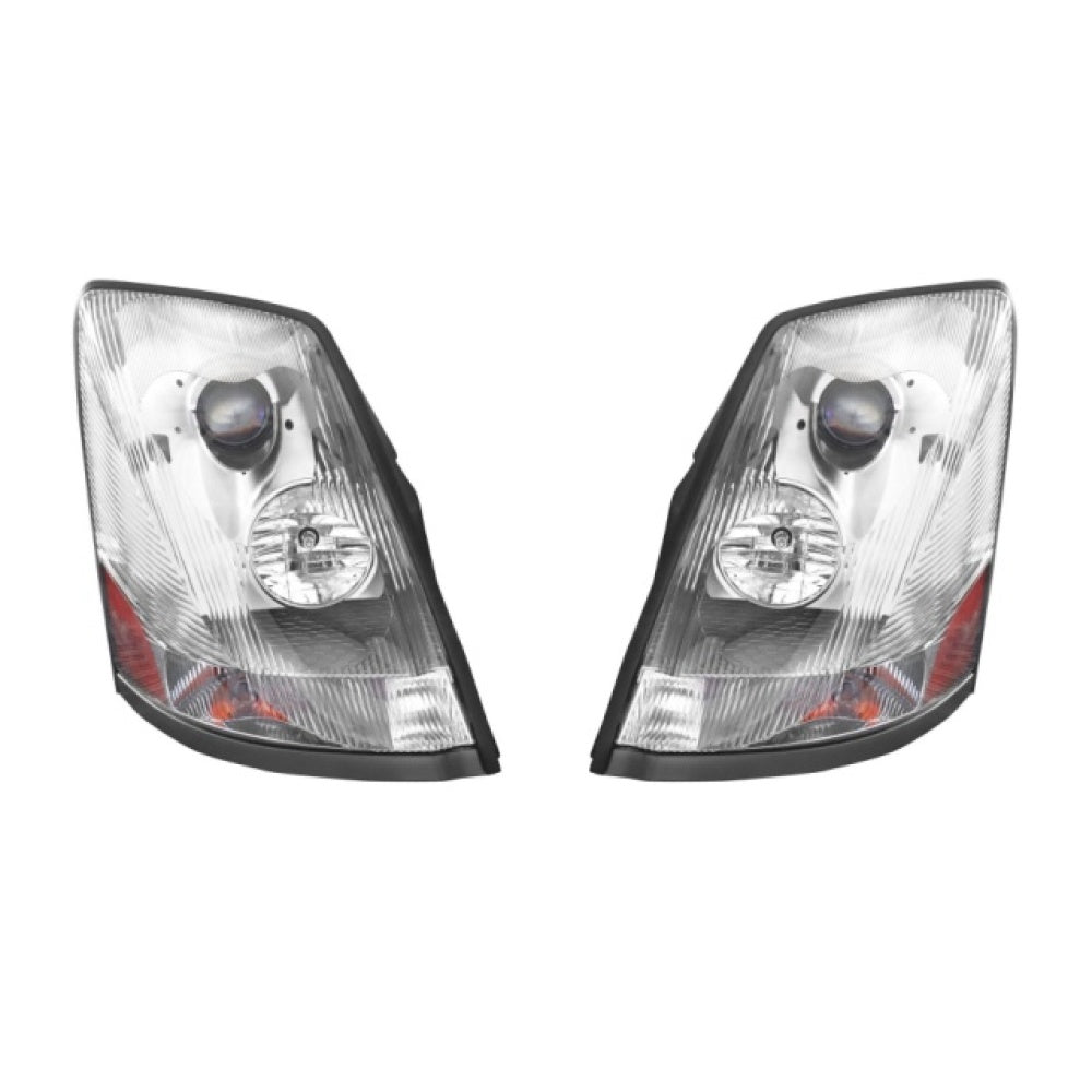 Headlight Assembly Compatible with 2004-2018 Volvo VNL VNM 2004-2015 Volvo VN Halogen, Headlamps Head Light Lamp W/Bulbs Housing Pair (Chrome)