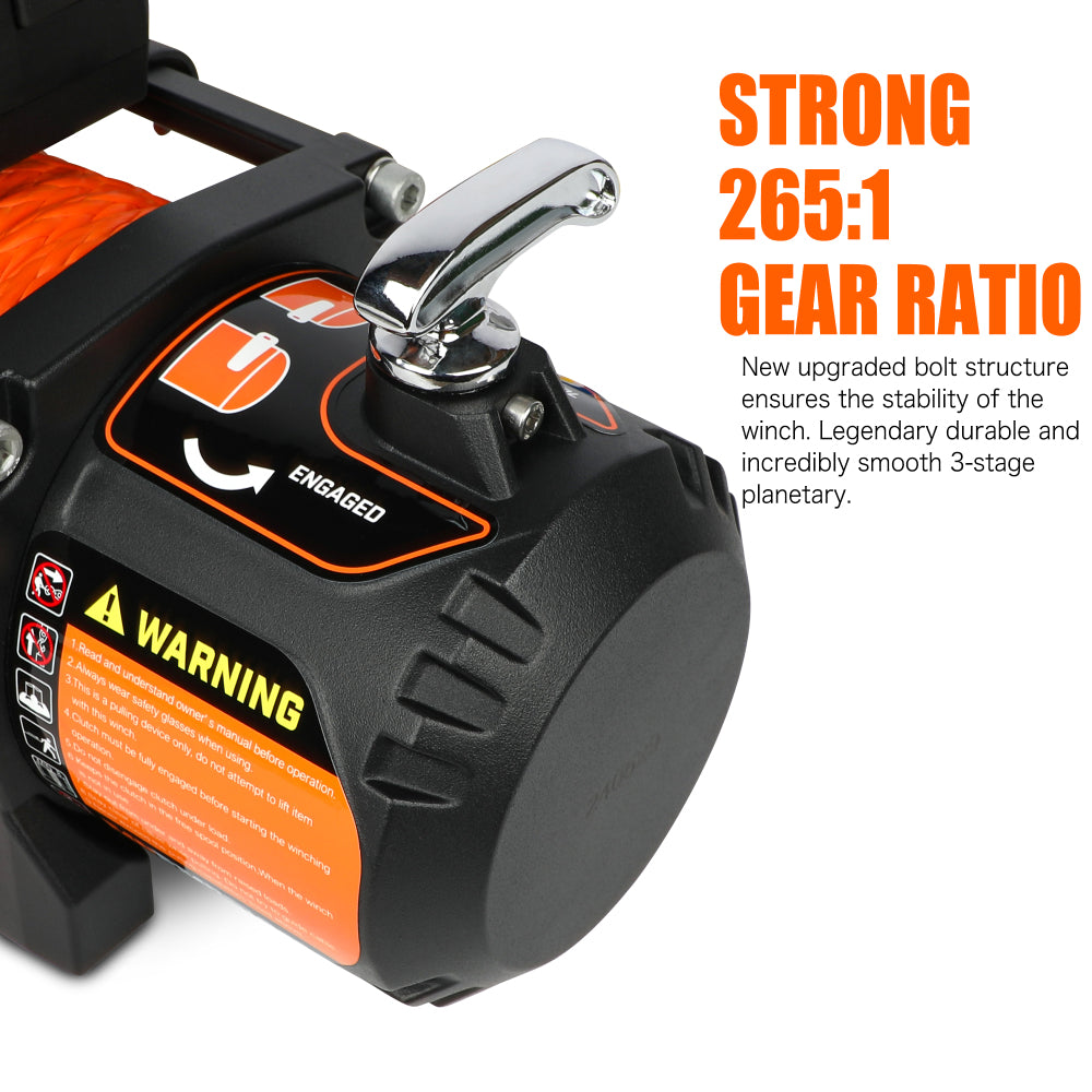 13000LBS Electric Winch 12V Synthetic Rope Sand Towing Truck Trailer Jeep 4WD