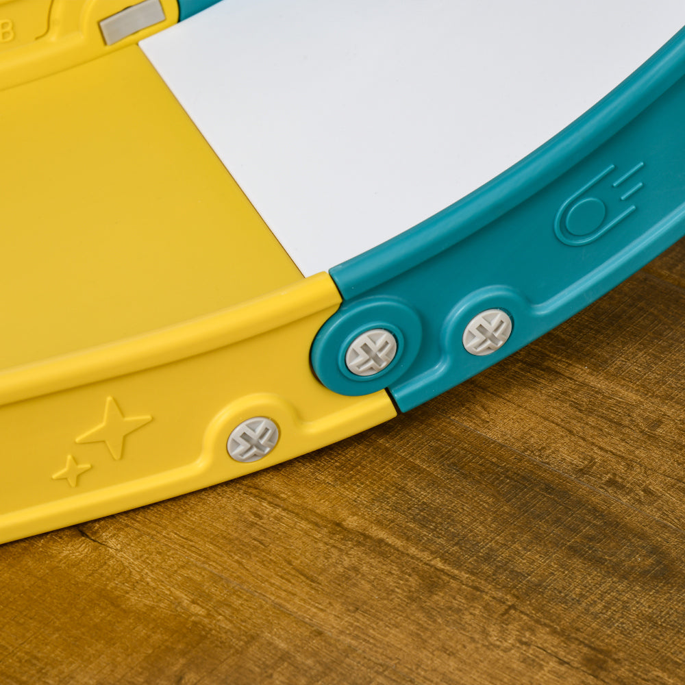Qaba 5 in 1 Toddler Slide, Indoor Kids Slide Playset for 1-3 Years Olds with Basketball Hoop, Climber, Telescope & Storage Basket, Yellow