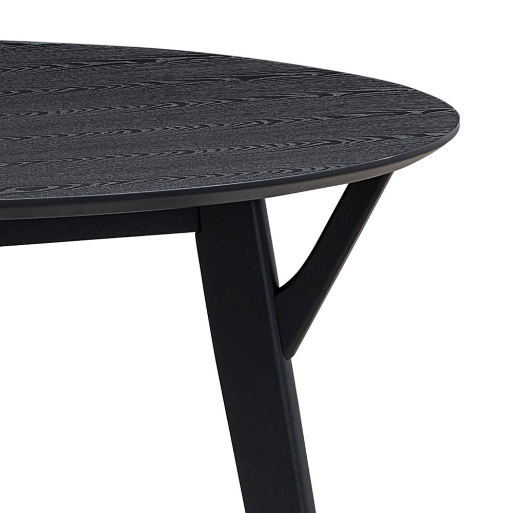 Wooden Dining Table Set, Modern Simple Design Round Kitchen Table and Fabric Upholstered Dining Chairs for Dining Room, Kitchen, Saving Space(1 Table with 4 Chairs),Black