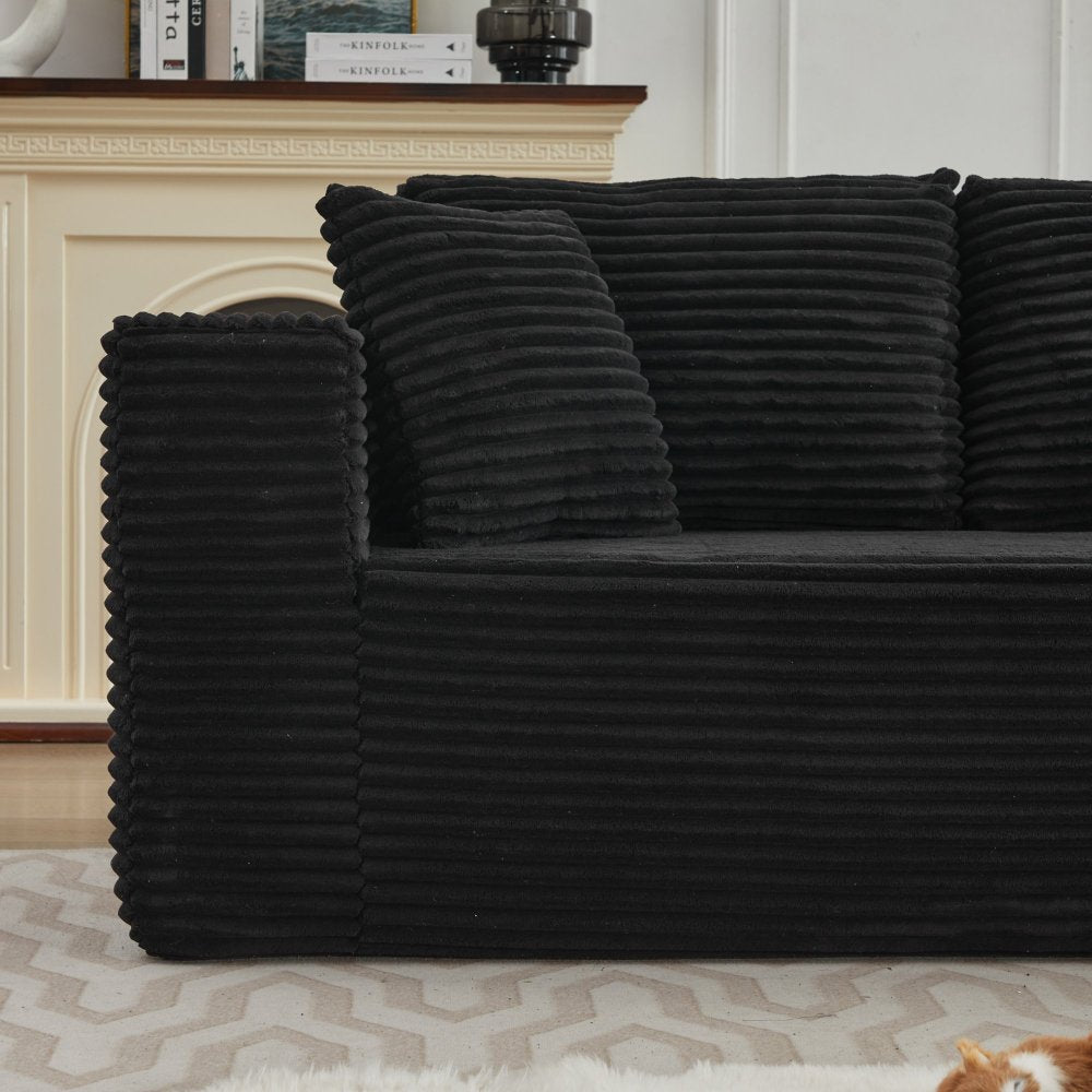 Modular Sectional Couches for Living Room: Left Long Seat (Black)