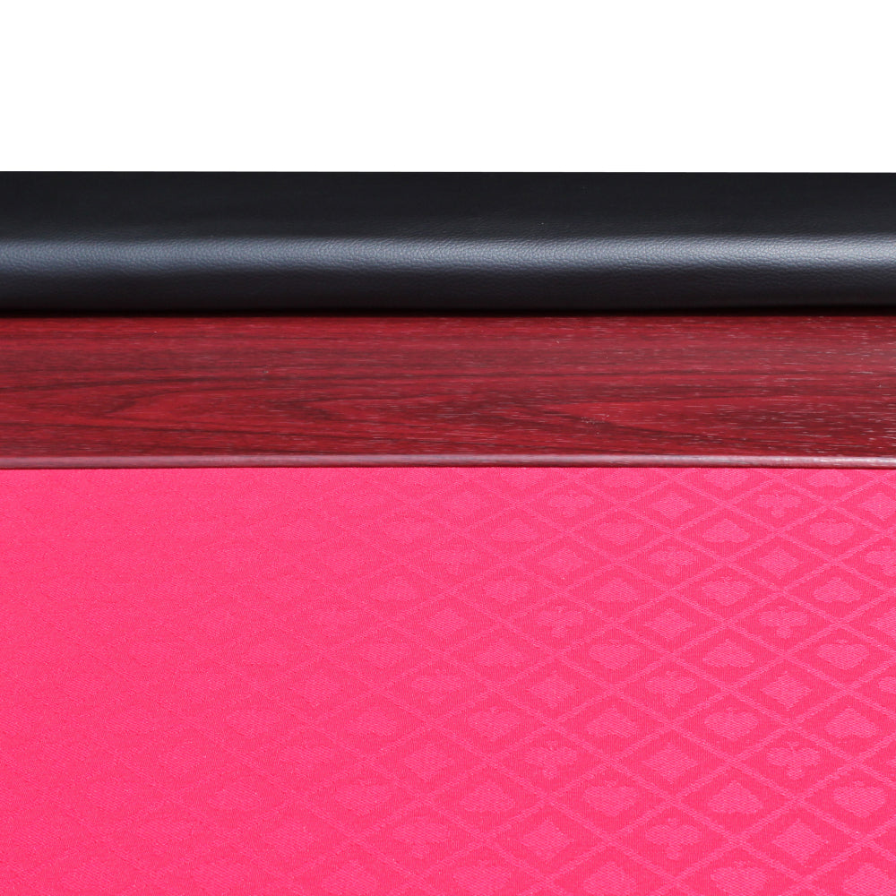96" Poker Table for 10 Players with Speed Cloth Wooden Texture Racetrack Luna Legs Model 16365 Red