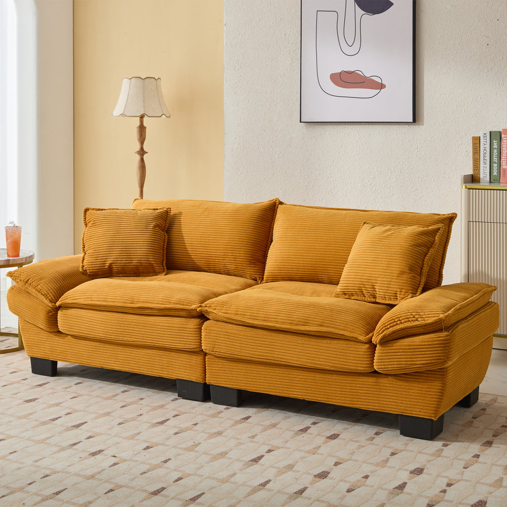 Corduroy Sofa Sleeper Couch Loveseat Sofa with Pillows Comfy Upholstered Deep Seat Sofa for Bedroom,Living Room,Apartment,Office,Dorm-Blue Corduroy