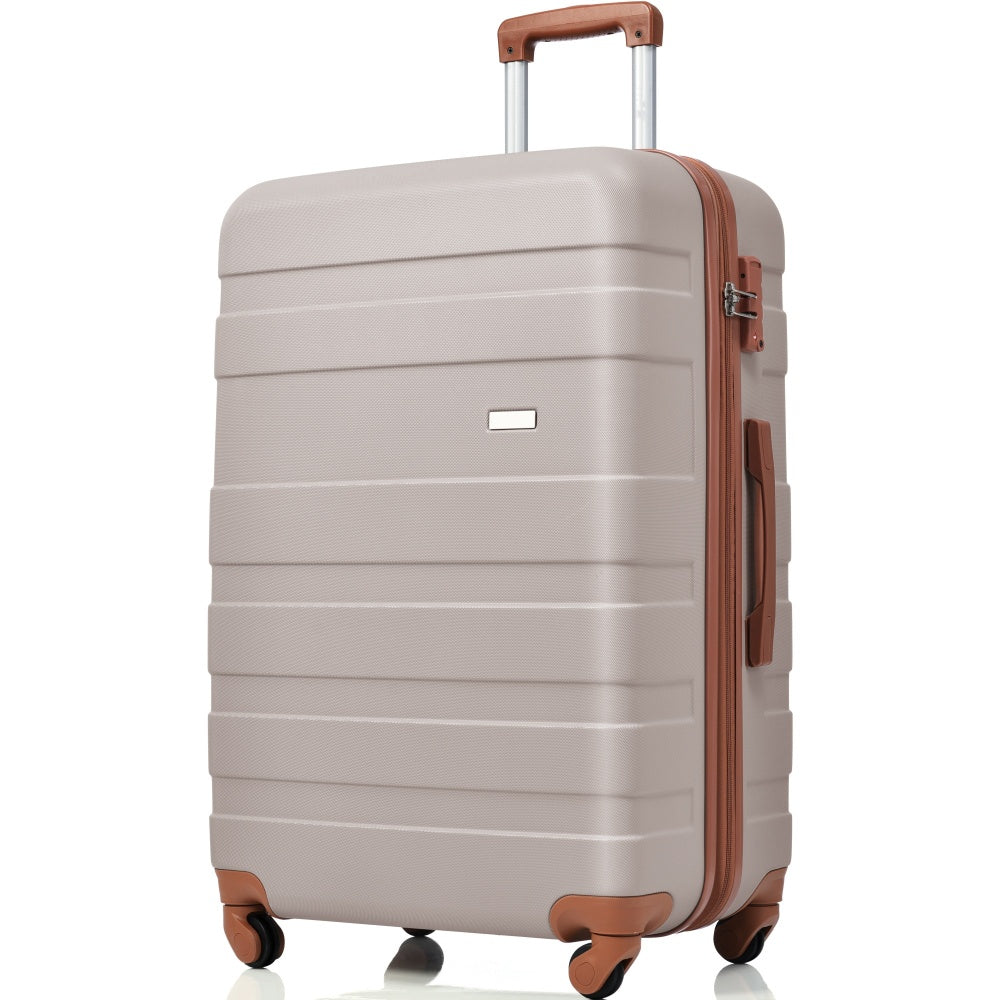 Luggage Sets New Model ABS Hardshell 3pcs Clearance Luggage Hardside Lightweight Durable Suitcase sets Spinner Wheels Suitcase with TSA Lock 20''24''28''( light brown)