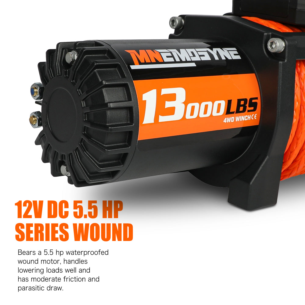 13000LBS Electric Winch 12V Synthetic Rope Sand Towing Truck Trailer Jeep 4WD