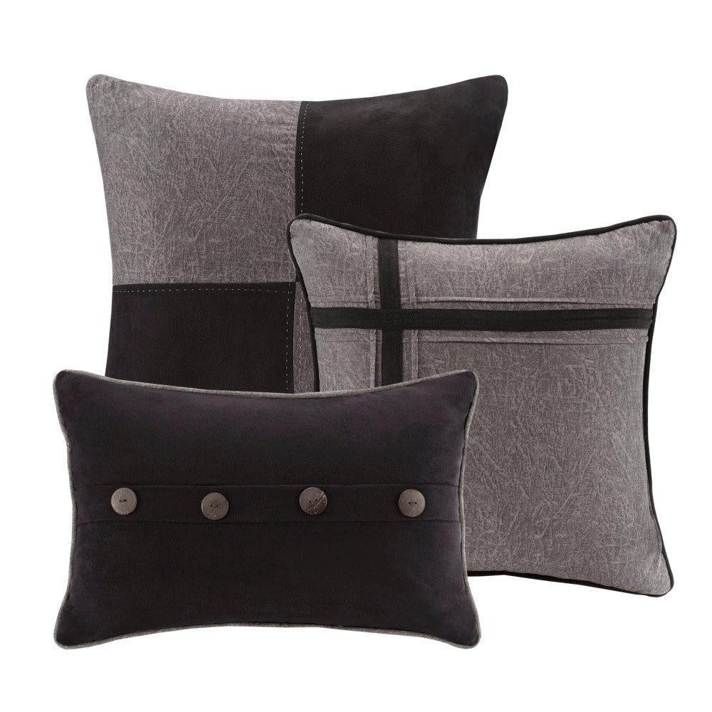 7 Piece Faux Suede Comforter Set Grey King