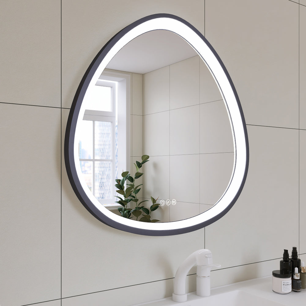 32 x 32 in. Gunmetal Grey Framed Dimmable Anti-Fog LED Bathroom Vanity Mirror