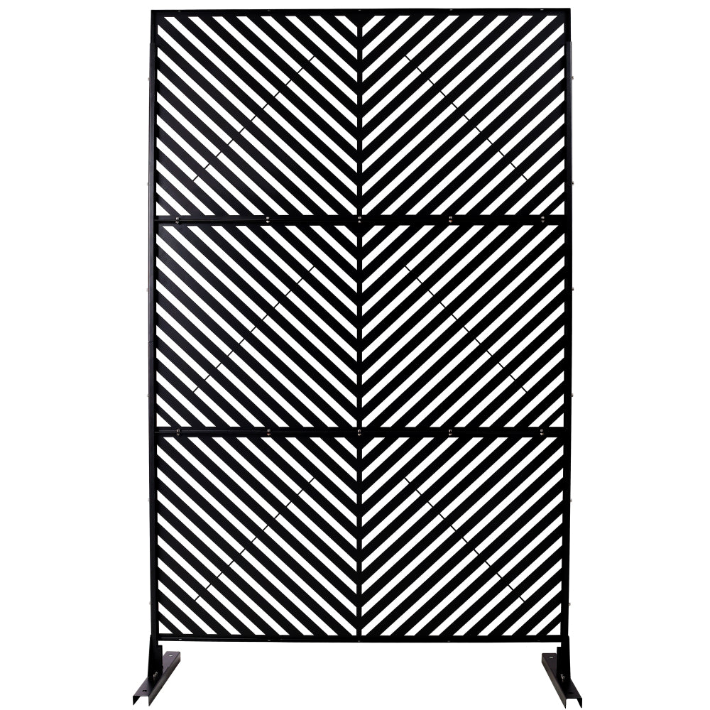 Outdoor & Indoor Privacy Screen Metal Privacy Screen 76" H×48" W, Freestanding Decorative Privacy Screen for Deck Balcony Patio, Privacy Fence Panels for Outside Lawn Garden PS113 BLACK