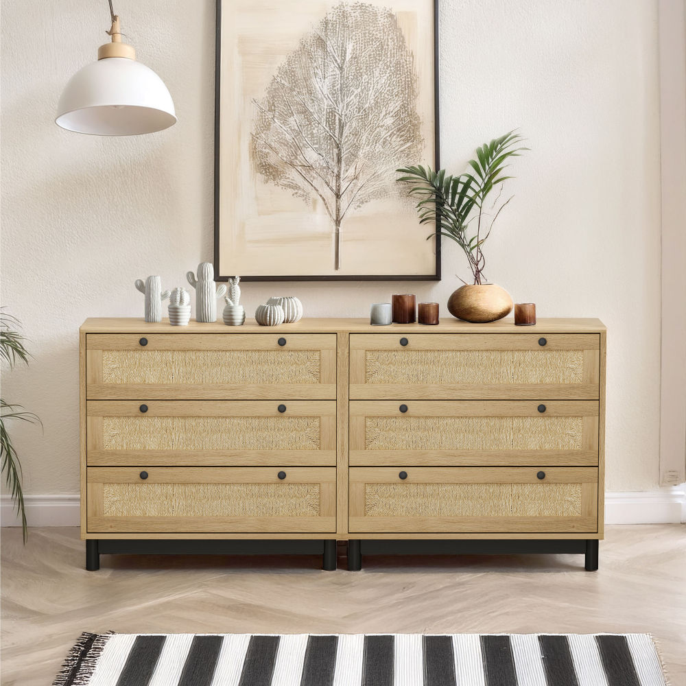 4 Drawers Rattan Cabinet,for Bedroom,Living Room,Dining Room,Hallways,Easy Assembly