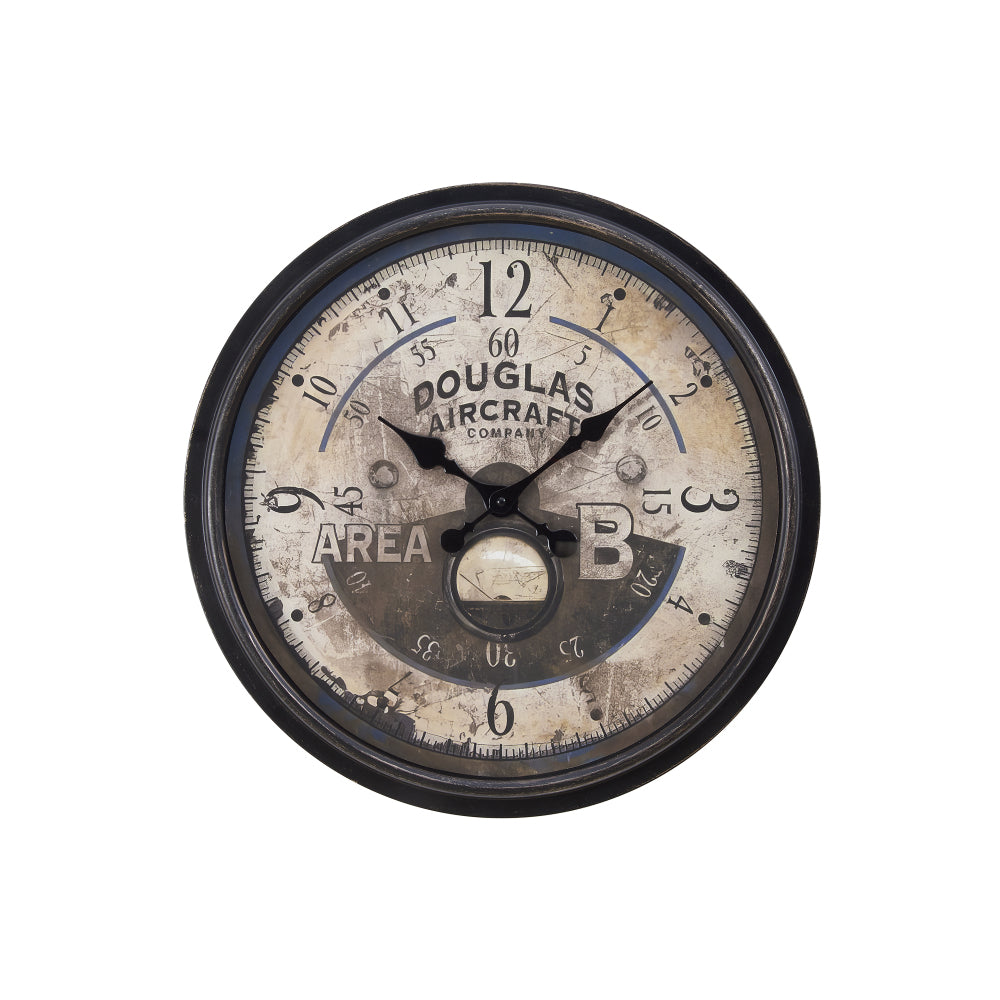 Clocks, 20" Round, Wall Clock, Antique Brown, Transitional